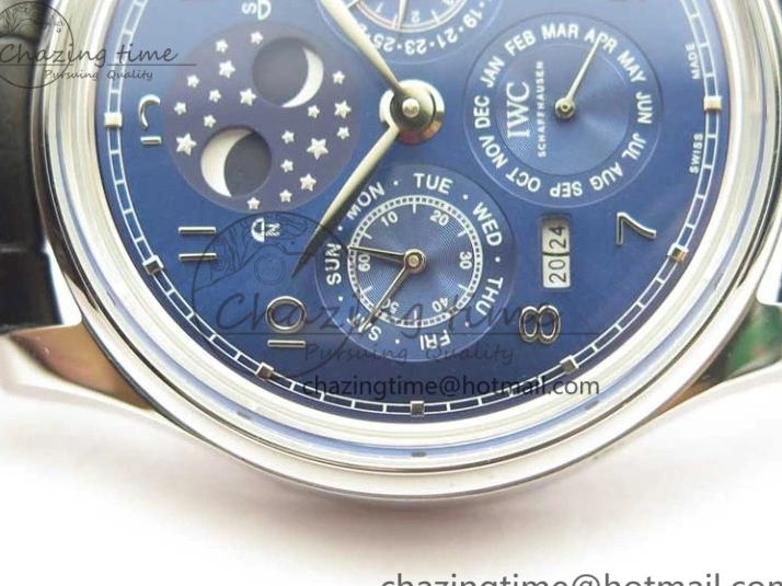 MIROTIME 0228 Portugieser Perpetual Calendar IW503401 V9F 1:1 Best Edition Blue Dial on Black Leather Strap A Contemporary 7114